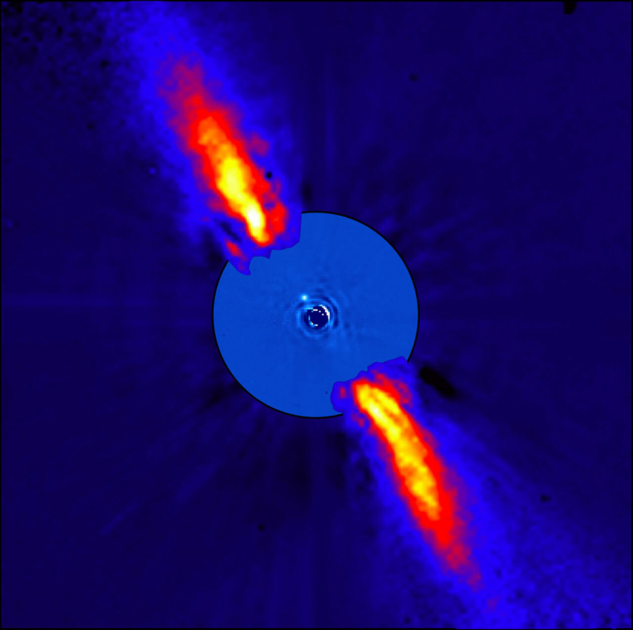 A team of French astronomers used the European Southern Observatory's Very Large Telescope to discover a giant exoplanet, Beta Pictoris b, resulting in this iconic direct image. Image credit: ESO/A.-M. Lagrange et al.
